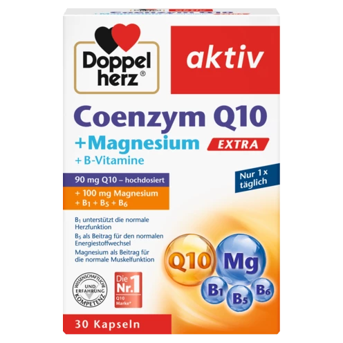 Abbildung der Produktverpackung Doppelherz aktiv Coenzym Q10 + Magnesium EXTRA Frontansicht